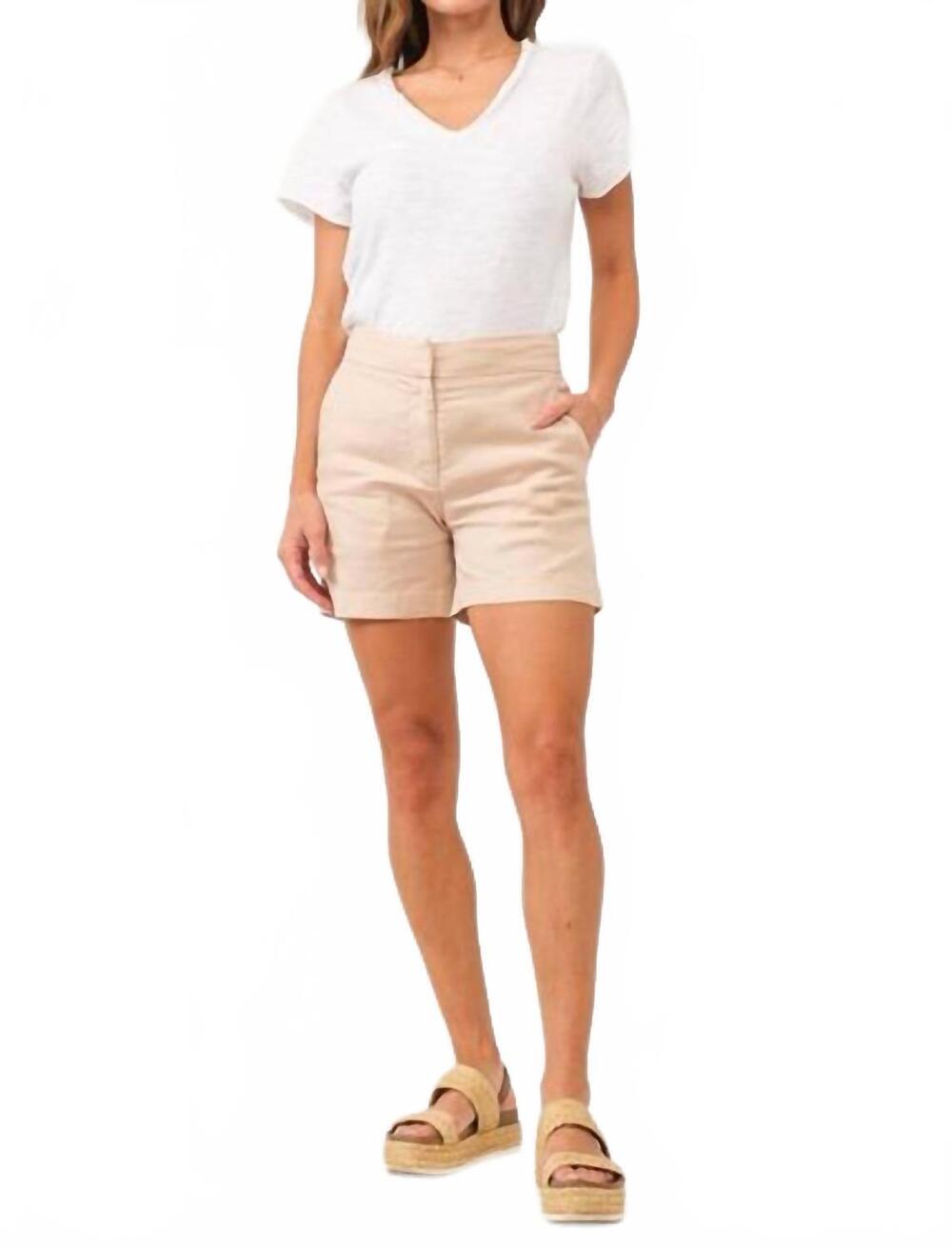 NEW DEAR JOHN DENIM tonya super high rise linen shorts in peach flesh